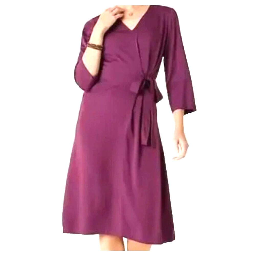 J Jill Purejill Womens Side Tie Knee Length Dress Size M Wildberry Purple NWT